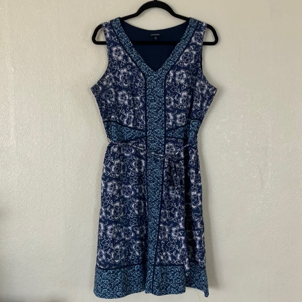 Lands' End Tropical Floral Print Dress, 12
